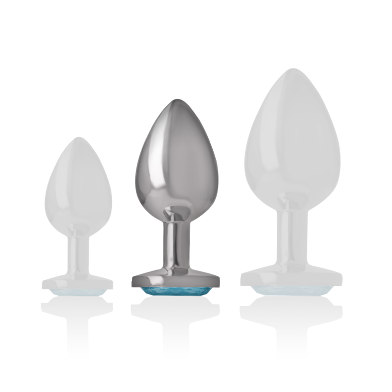 INTENSE - PLUG ANAL EN MÉTAL ALUMINIUM AVEC VERRE BLEU TAILLE M INTENSE ANAL TOYS