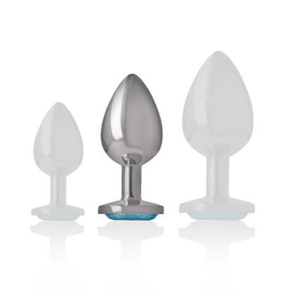 INTENSE - PLUG ANAL EN MÉTAL ALUMINIUM AVEC VERRE BLEU TAILLE M INTENSE ANAL TOYS