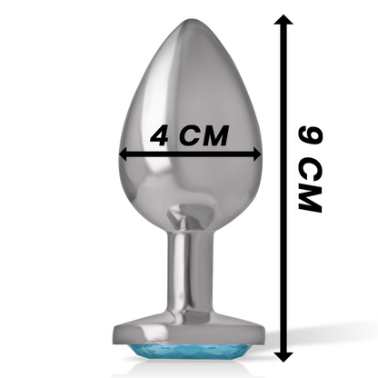INTENSE - PLUG ANAL EN MÉTAL ALUMINIUM AVEC CRISTAL BLEU TAILLE L INTENSE ANAL TOYS