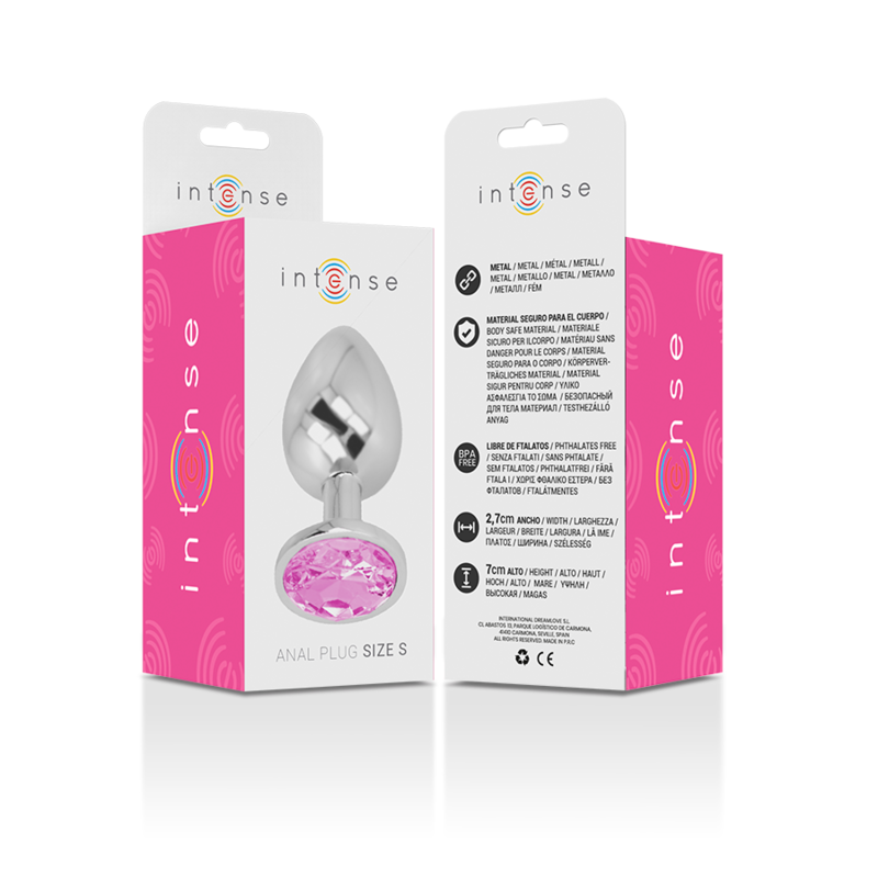 INTENSE - PLUG ANAL EN MÉTAL ALUMINIUM AVEC CRISTAL ROSE TAILLE S INTENSE ANAL TOYS