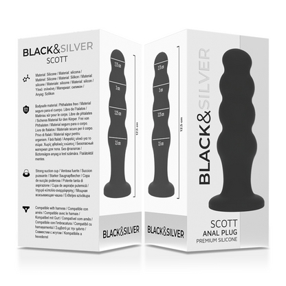 BLACK&SILVER - PLUG ANAL EN SILICONE SCOTT PREMIUM NOIR BLACK&SILVER