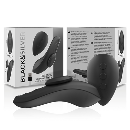 BLACK&SILVER - CULOTTE VIBRANTE RECHARGEABLE EN SILICONE PRESTON NOIRE BLACK&SILVER