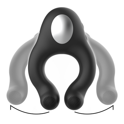 BLACK&SILVER - ANNEAU VIBRATEUR EN SILICONE 3 MOTEURS RECHARGEABLE NOIR BLACK&SILVER