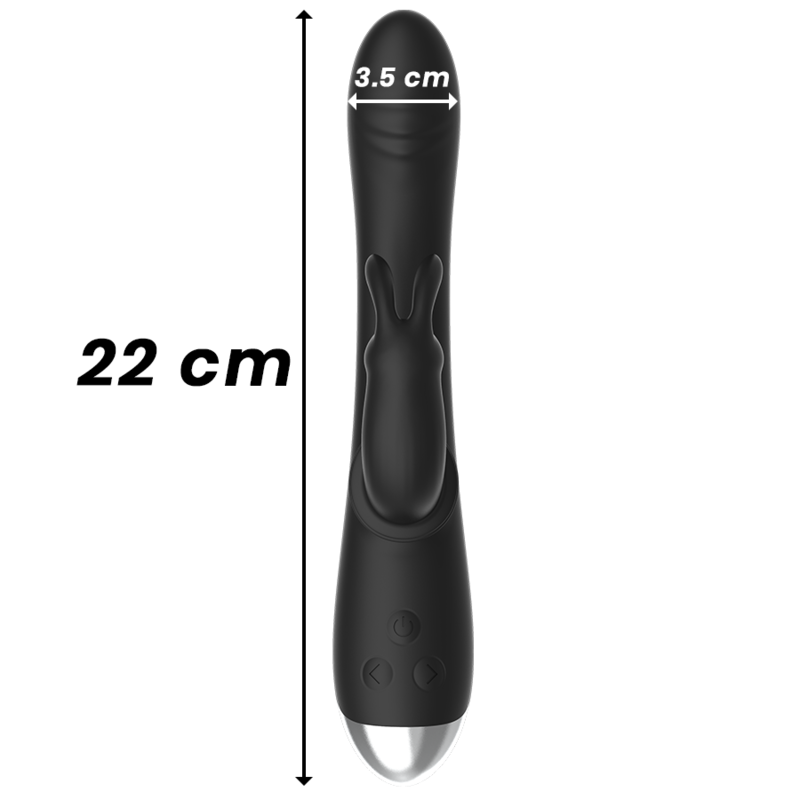 BLACK&SILVER - DJ. STIMULATEUR DE LAPIN RECHARGEABLE EN SILICONE ADAM NOIR BLACK&SILVER