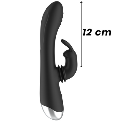 BLACK&SILVER - DJ. STIMULATEUR DE LAPIN RECHARGEABLE EN SILICONE ADAM NOIR BLACK&SILVER