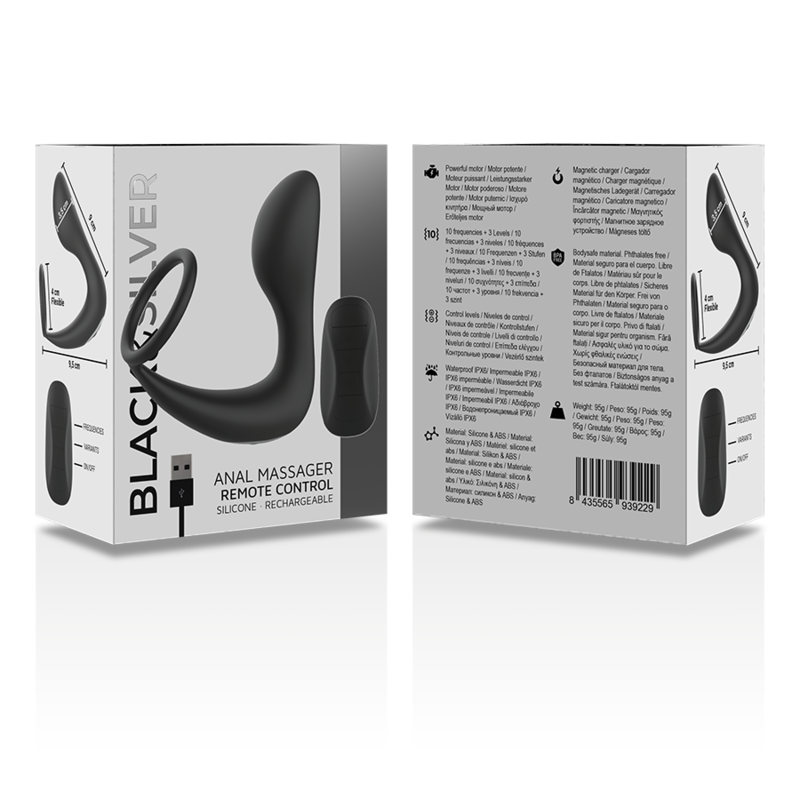 BLACK&SILVER - MASSEUR ANAL TÉLÉCOMMANDE RECHARGEABLE SILICONE NOIR BLACK&SILVER