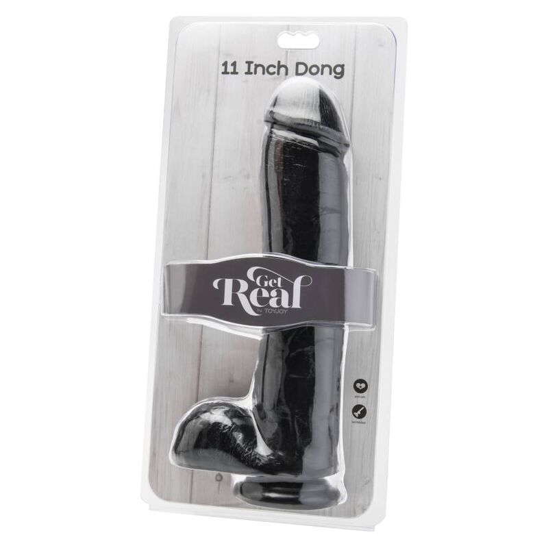 GET REAL - GODE 28 CM AVEC BOULES NOIR GET REAL