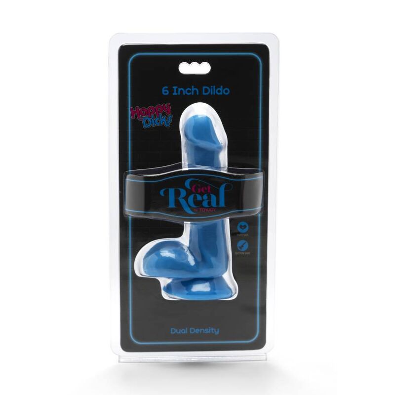 GET REAL - GODE HAPPY DICKS 12 CM BALLES BLEU GET REAL
