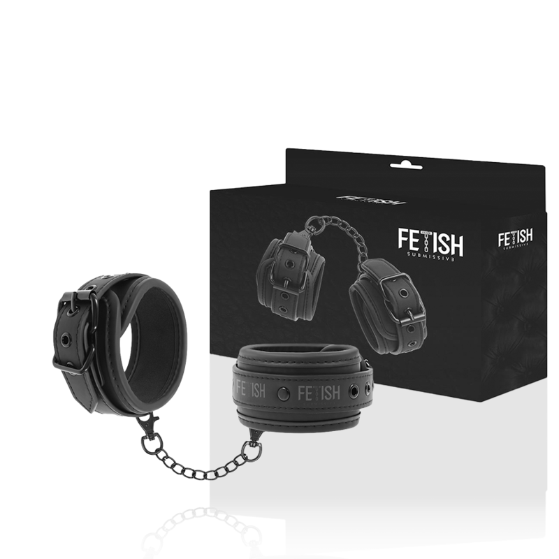 FETISH SUBMISSIVE - MENOTTES EN CUIR VÉGÉTALIEN AVEC DOUBLURE EN NOPRÈNE FETISH SUBMISSIVE BONDAGE