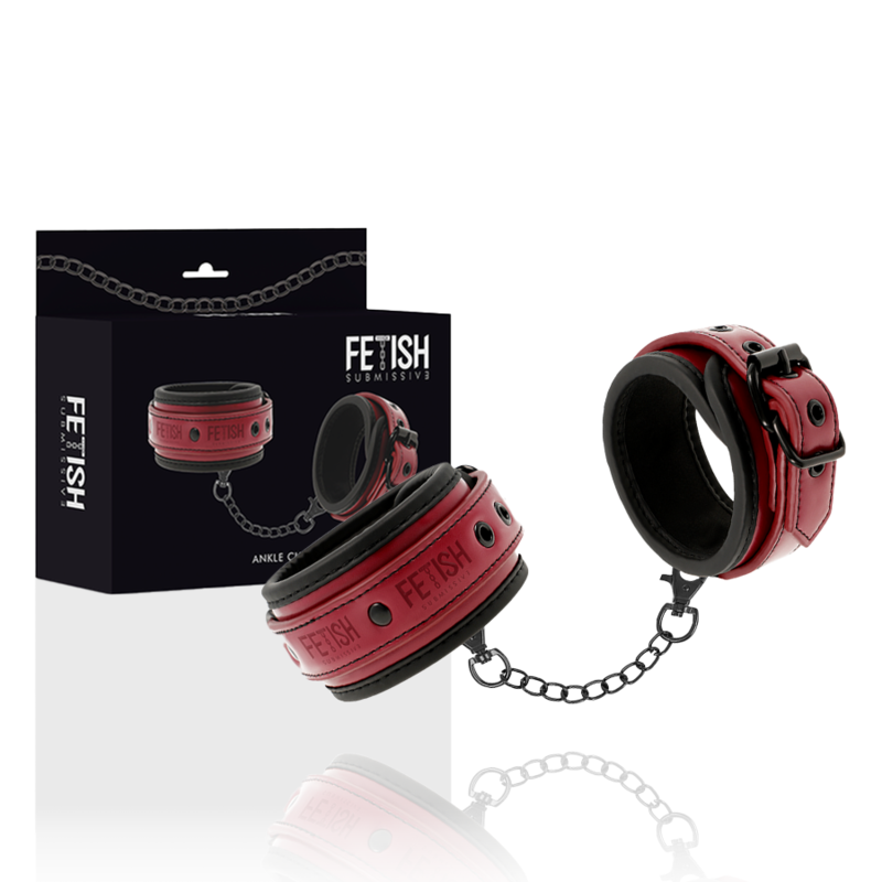 FETISH SUBMISSIVE DARK ROOM - MENOTTES DE CHEVILLE EN CUIR VÉGAN AVEC DOUBLURE EN NÉOPRÈNE FETISH SUBMISSIVE DARK ROOM