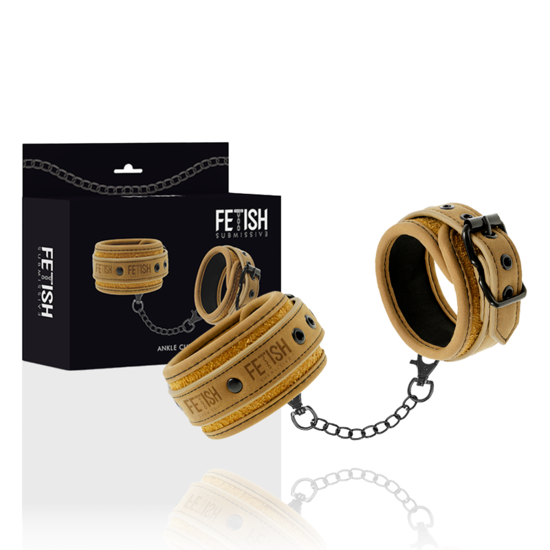 FETISH SUBMISSIVE ORIGEN - MENOTTES DE CHEVILLE EN CUIR VÉGÉTALIEN AVEC DOUBLURE EN NÉOPRÈNE FETISH SUBMISSIVE ORIGIN
