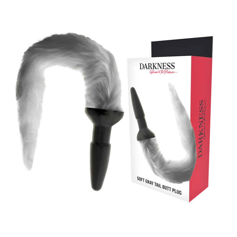 DARKNESS - PLUG ANAL EN SILICONE AVEC QUEUE GRISE DARKNESS ANAL