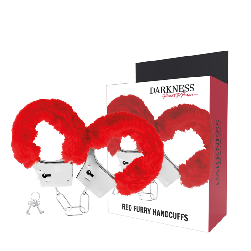DARKNESS - MENOTTES EN MÉTAL DOUBLÉES ROUGES DARKNESS BONDAGE