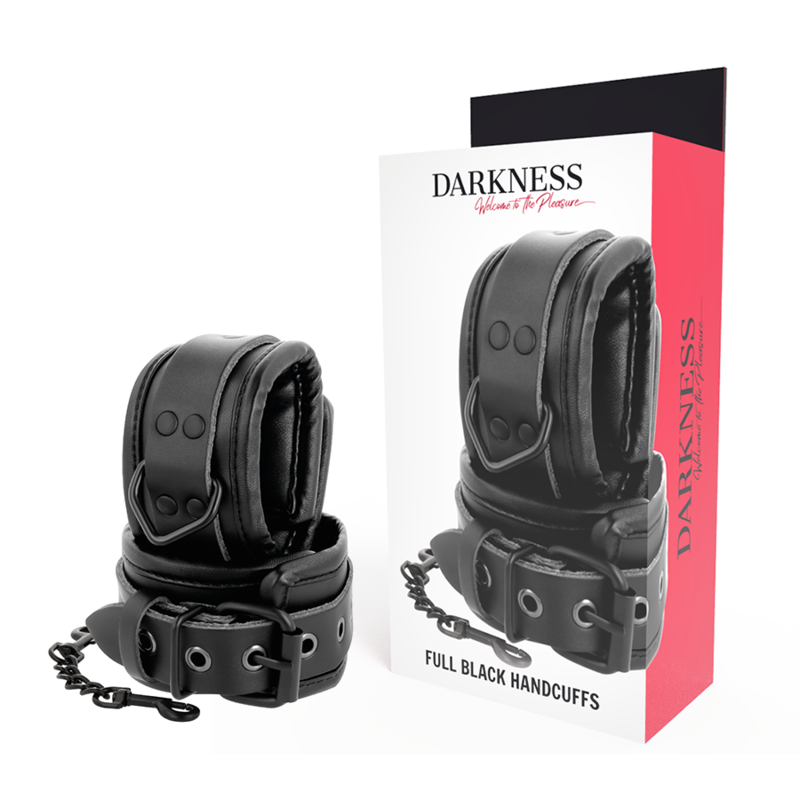 DARKNESS - MENOTTES RÉGLABLES EN CUIR NOIR DARKNESS BONDAGE