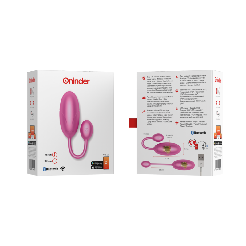 ONINDER - OEUF VIBRANT TOKYO ROSE 7,5 X 3,2 CM APPLICATION GRATUITE ONINDER