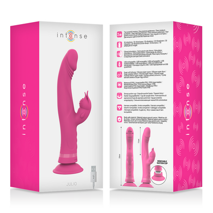 INTENSE - VIBRATEUR JULIO RABBIT SILICONE ROSE INTENSE FUN TOYS