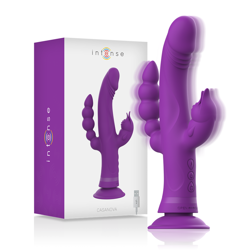 INTENSE - VIBRATEUR EN SILICONE CASANOVA RABBIT TRIPLE MOTEUR VIOLET INTENSE FUN TOYS