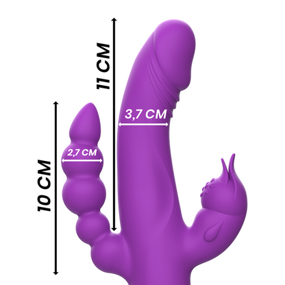 INTENSE - VIBRATEUR EN SILICONE CASANOVA RABBIT TRIPLE MOTEUR VIOLET INTENSE FUN TOYS