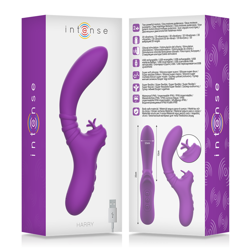 INTENSE - VIBRATEUR FLEXIBLE HARRY AVEC LANGUE VIOLET INTENSE FUN TOYS