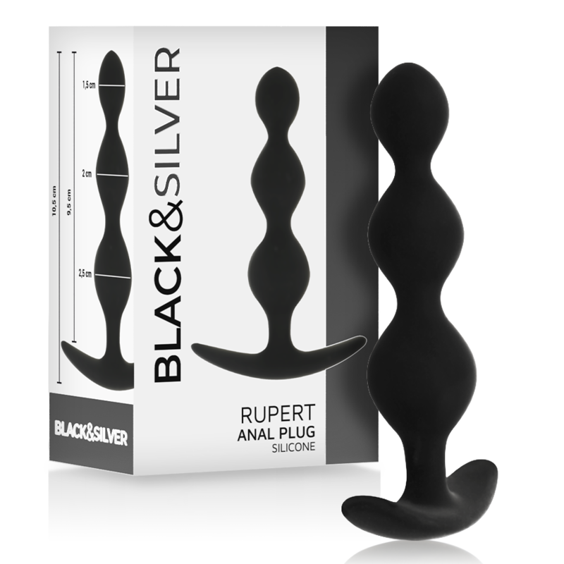 BLACK&SILVER - CHAÎNE À BILLES ANAL RUPERT 10 CM BLACK&SILVER
