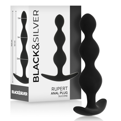 BLACK&SILVER - CHAÎNE À BILLES ANAL RUPERT 10 CM BLACK&SILVER