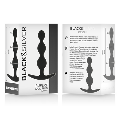 BLACK&SILVER - CHAÎNE À BILLES ANAL RUPERT 10 CM BLACK&SILVER