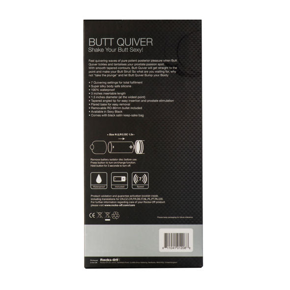 ROCKS-OFF - STIMULATEUR BUTT QUIVER P-POINT 7 VITESSES NOIR ROCKS-OFF