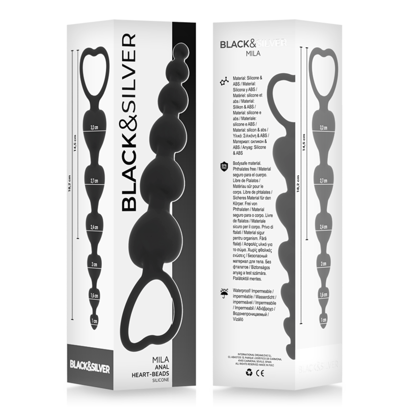 BLACK&SILVER - CHAÎNE DE COEURS ANAL MILA 18 CM BLACK&SILVER
