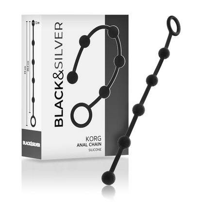 BLACK&SILVER - CHAPELET ANAL KORG SILICONE INITIATION 21 CM BLACK&SILVER