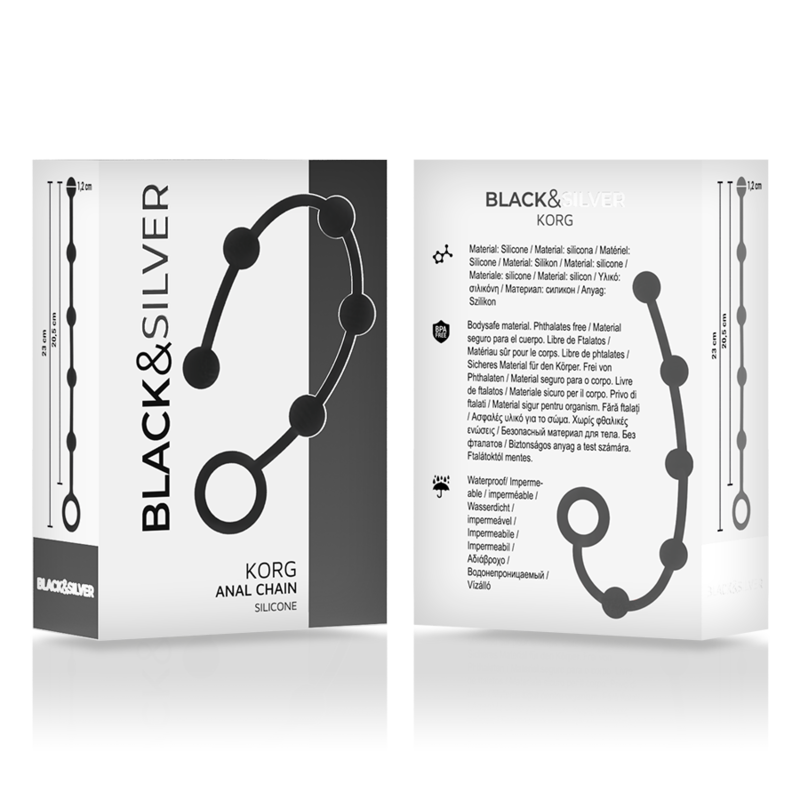 BLACK&SILVER - CHAPELET ANAL KORG SILICONE INITIATION 21 CM BLACK&SILVER