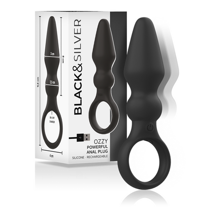 BLACK&SILVER - PUISSANT PLUG ANAL EN SILICONE OZZY BLACK&SILVER