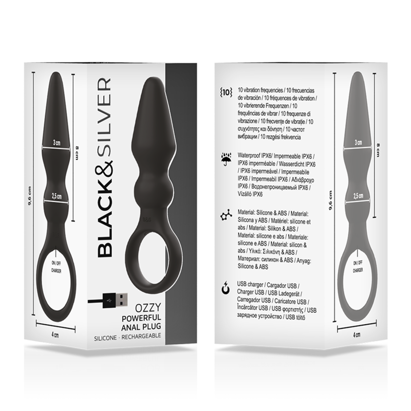 BLACK&SILVER - PUISSANT PLUG ANAL EN SILICONE OZZY BLACK&SILVER