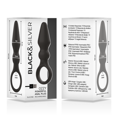 BLACK&SILVER - PUISSANT PLUG ANAL EN SILICONE OZZY BLACK&SILVER