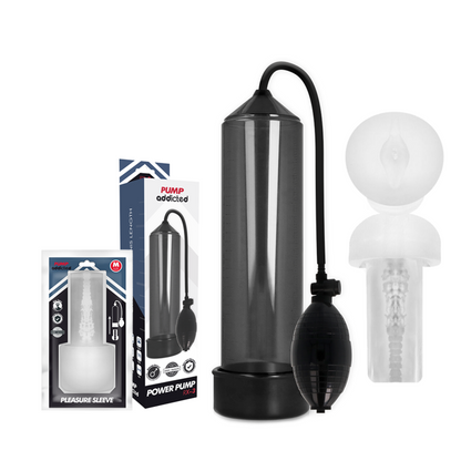 ACCRO À LA POMPE - RX3 NOIR AVEC MANCHON DE PLAISIR PUMP ADDICTED