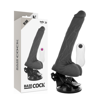 BASECOCK - VIBRATEUR RÉALISTE TÉLÉCOMMANDE NOIR 19 CM -O- 4 CM BASECOCK