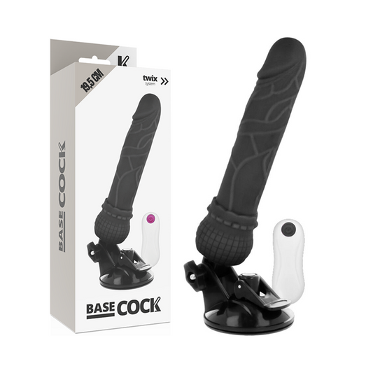BASECOCK - VIBRATEUR RÉALISTE TÉLÉCOMMANDE NOIR 19.5 CM -O- 4 CM BASECOCK