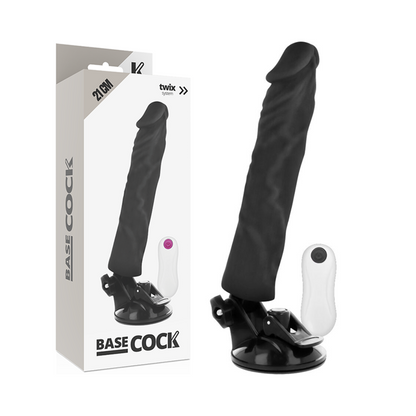 BASECOCK - VIBRATEUR RÉALISTE TÉLÉCOMMANDE NOIR 21 CM -O- 4 CM BASECOCK