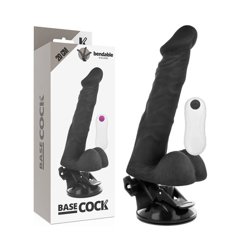 BASECOCK - VIBRATEUR ARTICULABLE TÉLÉCOMMANDE NOIR 20 CM -O- 4.5 CM BASECOCK