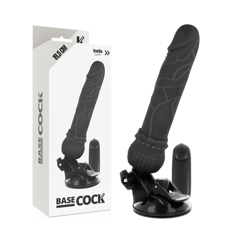 BASECOCK - VIBRATEUR RÉALISTE TÉLÉCOMMANDE NOIR 19.5 CM -O- 4 CM BASECOCK
