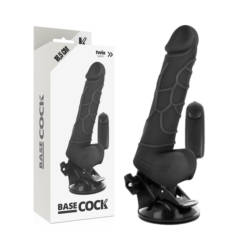BASECOCK - VIBRATEUR RÉALISTE TÉLÉCOMMANDE NOIR 18.5 CM -O- 4CM BASECOCK