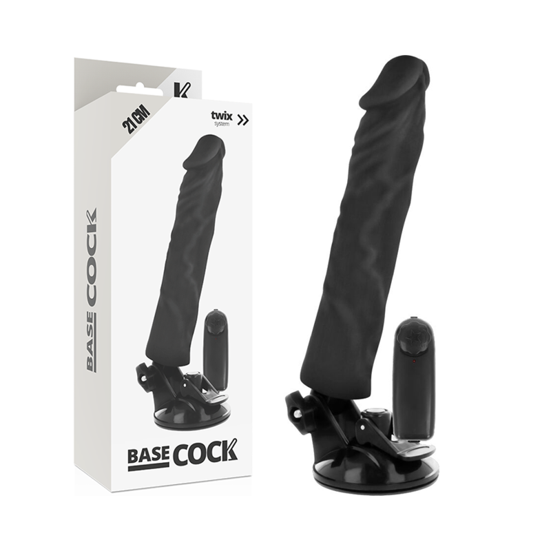 BASECOCK - VIBRATEUR RÉALISTE TÉLÉCOMMANDE NOIR 21 CM -O- 4 CM BASECOCK
