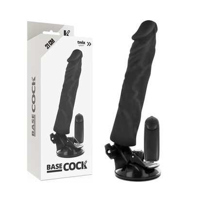 BASECOCK - VIBRATEUR RÉALISTE TÉLÉCOMMANDE NOIR 21 CM -O- 4 CM BASECOCK