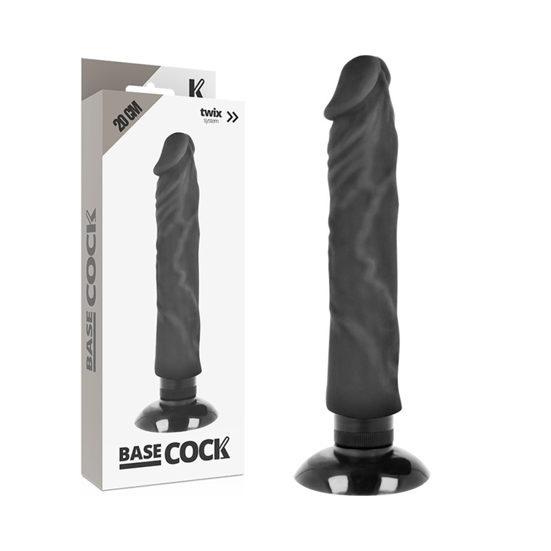 BASECOCK - VIBRATEUR RÉALISTE 2-1 NOIR 20 CM -O- 4 CM BASECOCK