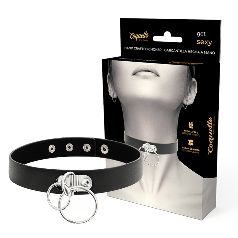 COQUETTE CHIC DESIRE - RAS DE COU DOUBLE ANNEAU EN CUIR VÉGAN COQUETTE ACCESSORIES