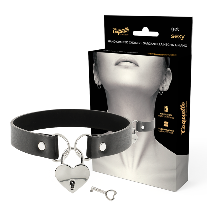 COQUETTE CHIC DESIRE - COLLIER EN CUIR VEGAN AVEC ACCESSOIRE COEUR AVEC CL? COQUETTE ACCESSORIES