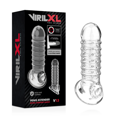 VIRILXL - EXTENSION DE PÉNIS ET GAINE V15 TRANSPARENTE VIRILXL