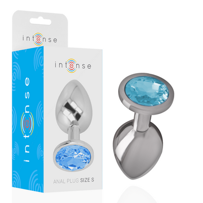 INTENSE - PLUG ANAL EN MÉTAL ALUMINIUM AVEC CRISTAL BLEU TAILLE S INTENSE ANAL TOYS