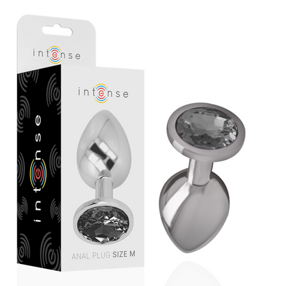 INTENSE - PLUG ANAL EN MÉTAL ALUMINIUM AVEC VERRE NOIR TAILLE M INTENSE ANAL TOYS