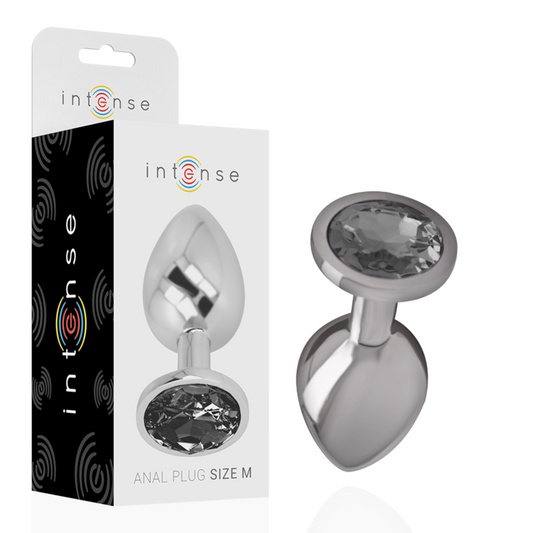 INTENSE - PLUG ANAL EN MÉTAL ALUMINIUM AVEC VERRE NOIR TAILLE M INTENSE ANAL TOYS