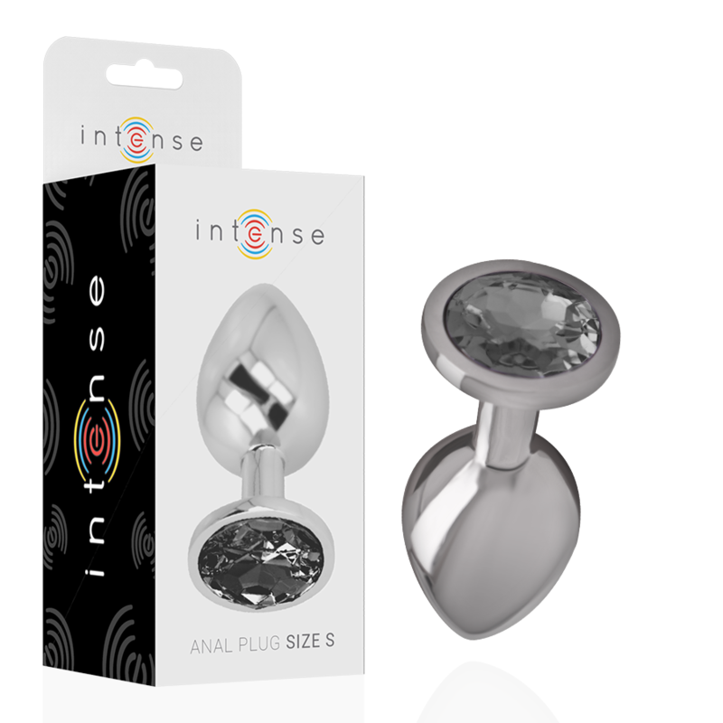 INTENSE - PLUG ANAL EN MÉTAL ALUMINIUM AVEC CRISTAL NOIR TAILLE S INTENSE ANAL TOYS